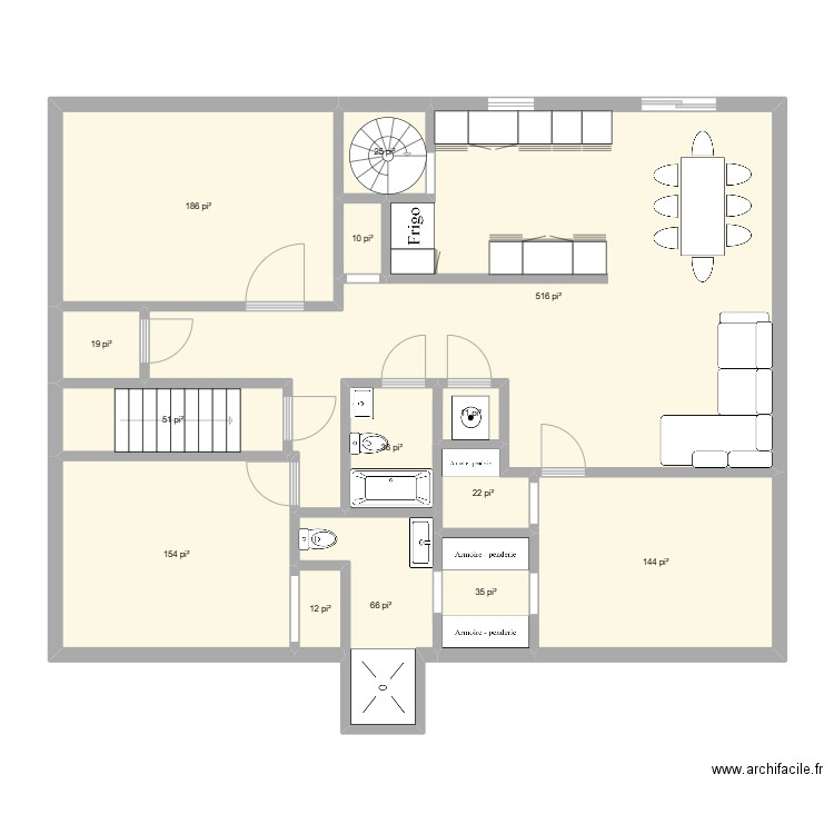 V CSC 1.3. Plan de 14 pièces et 120 m2