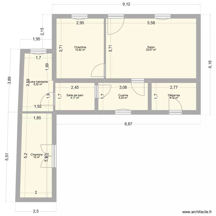 ZBAIRI. Plan de 7  et 62 m²