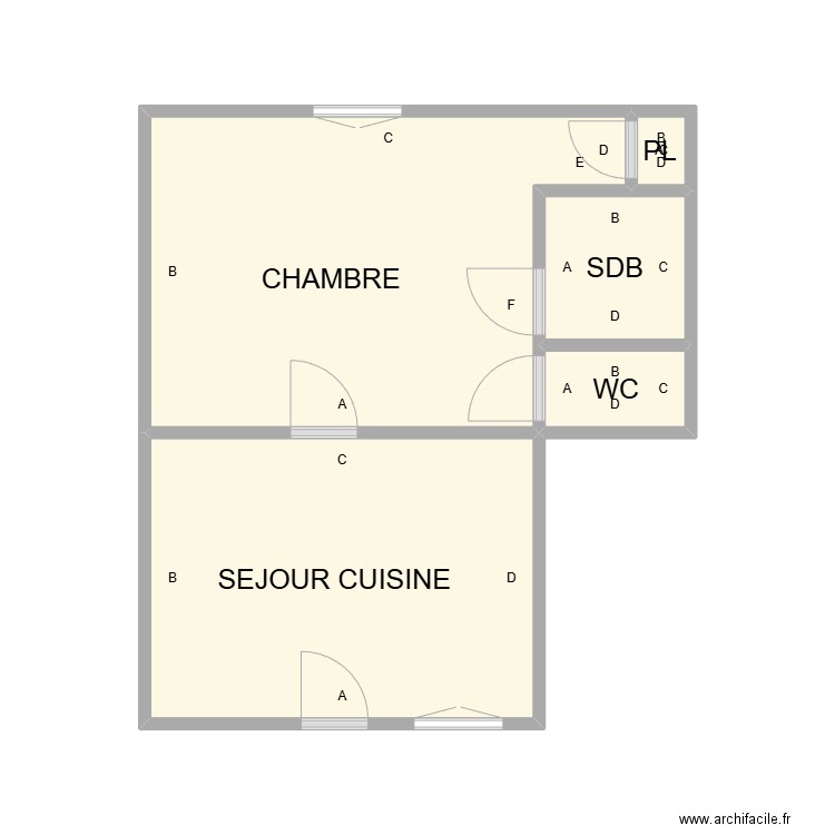 PLB GREZAN. Plan de 5 pièces et 22 m2