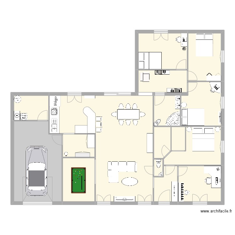Maison 5G. Plan de 16 pièces et 174 m2