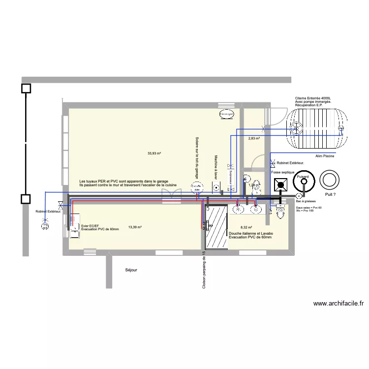 Maison Diégo. Plomberie.. Plan de Maison Diégo. Plomberie.. Plan de