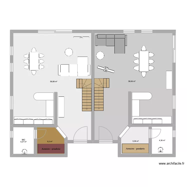 RdC 1. Plan de 6  et 133 m²