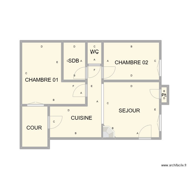 PLAN RDC APPART 03 DROITE BON ENFANT PLB. Plan de 9 pièces et 29 m2