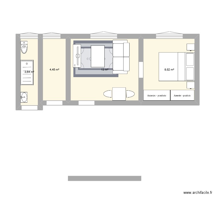 house. Plan de 4 pièces et 31 m2
