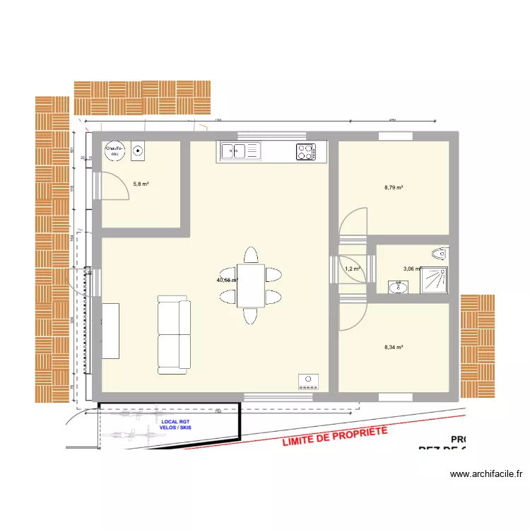 Plan A. Plan de 6  et 68 m²