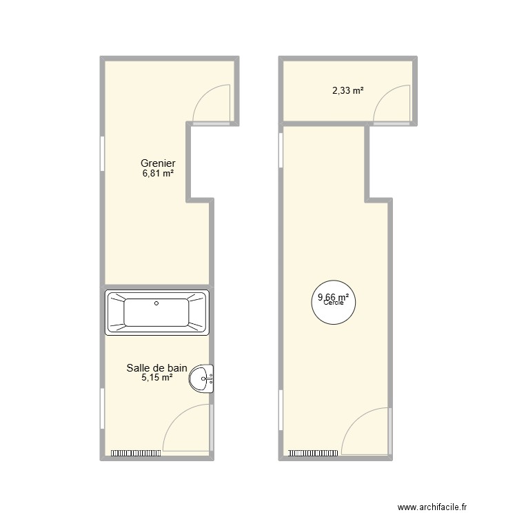 Projet avant travaux. Plan de 4 pièces et 24 m2