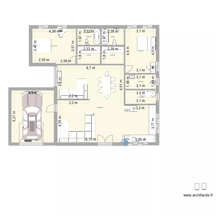 medjahed meryem /rabahi cherifa. Plan de 10 pièces et 141 m²