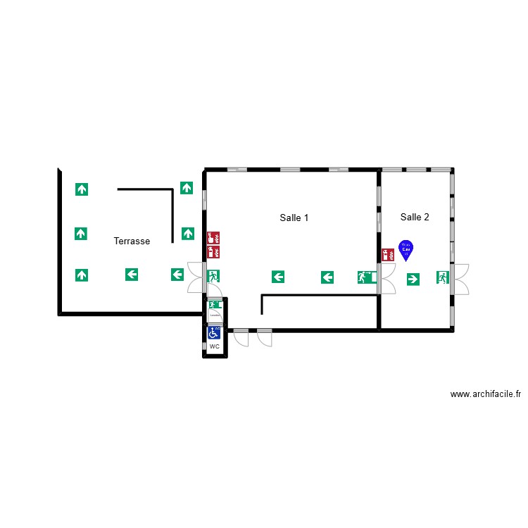 Plan évac FM. Plan de 6 pièces et 718 m2