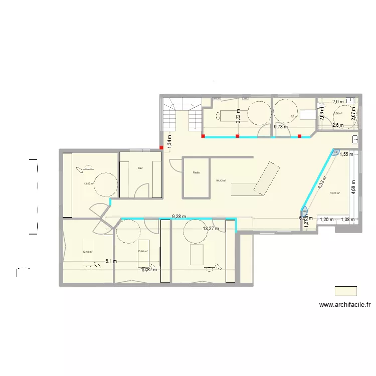 Leroux Barth version 2-C. Plan de 9  et 171 m²