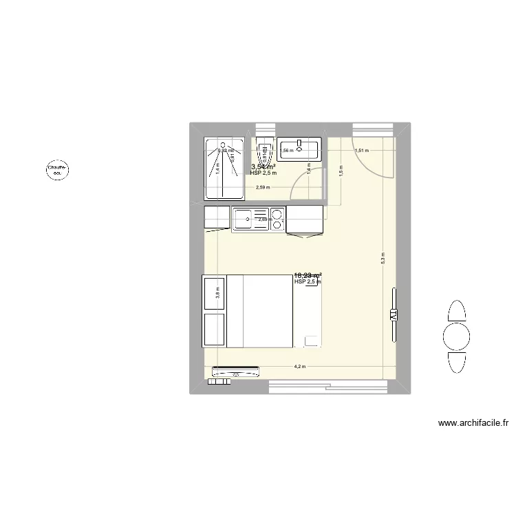 projet 3. Plan de 2  et 22 m²
