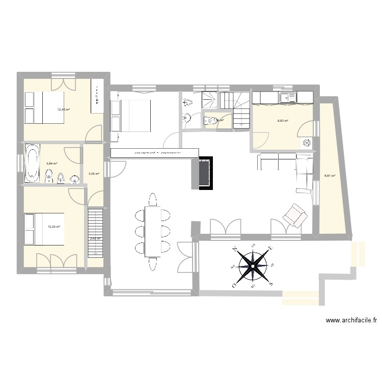 34 maison l'égaillé. Plan de 8 pièces et 52 m2