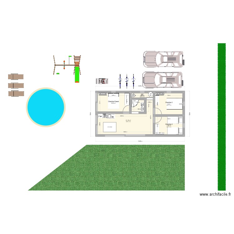 Cavaillon. Plan de 5 pièces et 48 m2