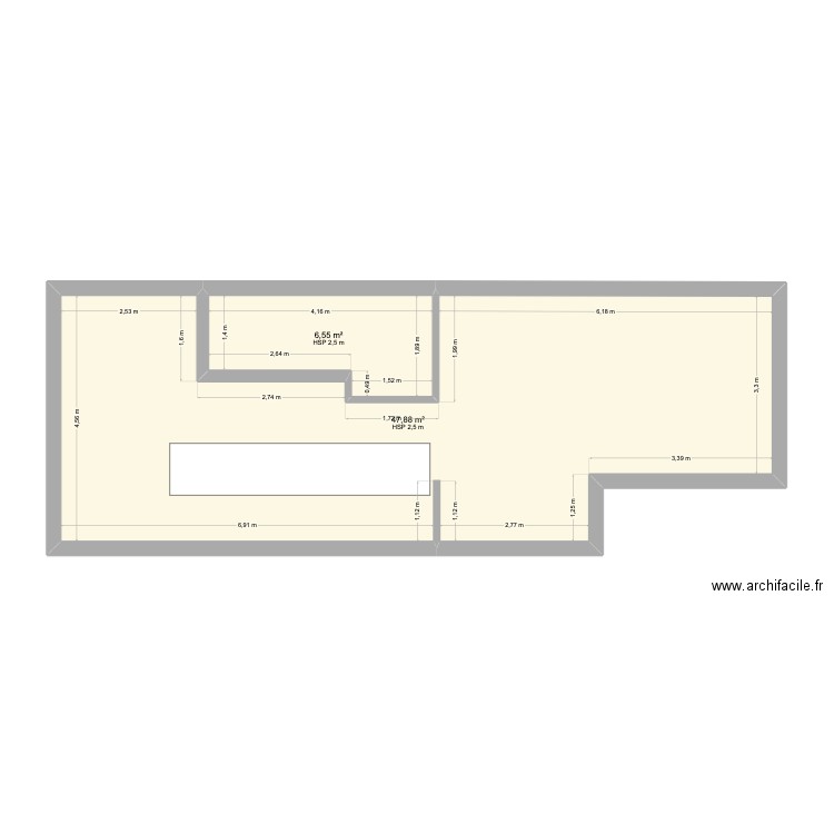 Maubeuge. Plan de 2 pièces et 54 m2