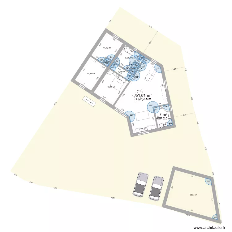 Plan k&eacute;vin version 3. Plan de 10  et 152 m²