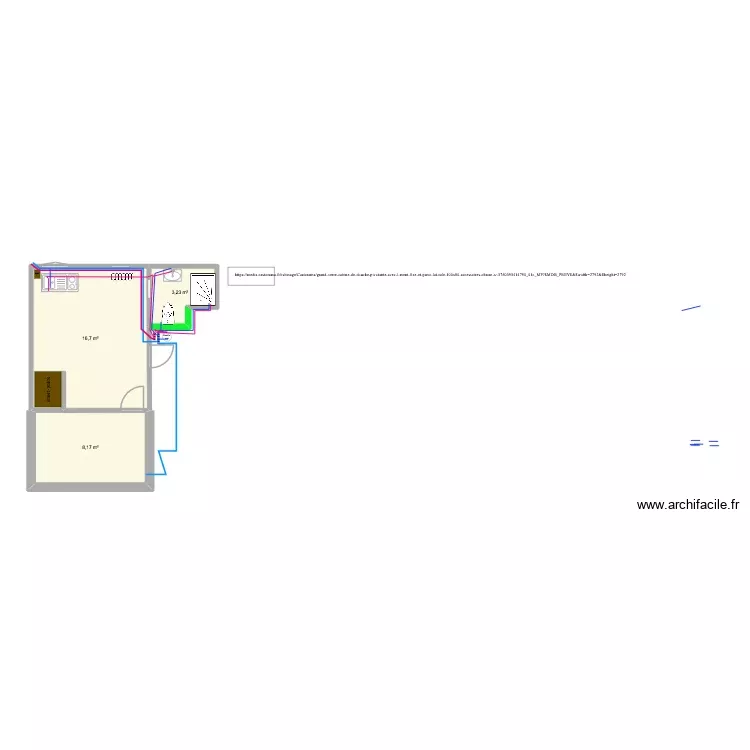 Appart gaz eau. Plan de 3 Pièces et 28 m²