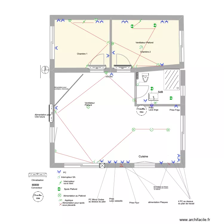 Plan Electricit&eacute; ext&eacute;rieur. Plan de 