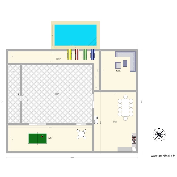 terrasse. Plan de 6 pièces et 248 m2