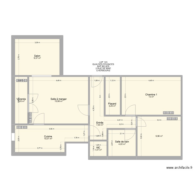 BAT BELIER LGT 123.. Plan de 10 pièces et 78 m2