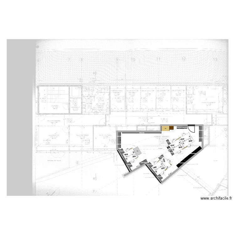 Quartier-CIRFA. Plan de 1 pièce et 72 m2