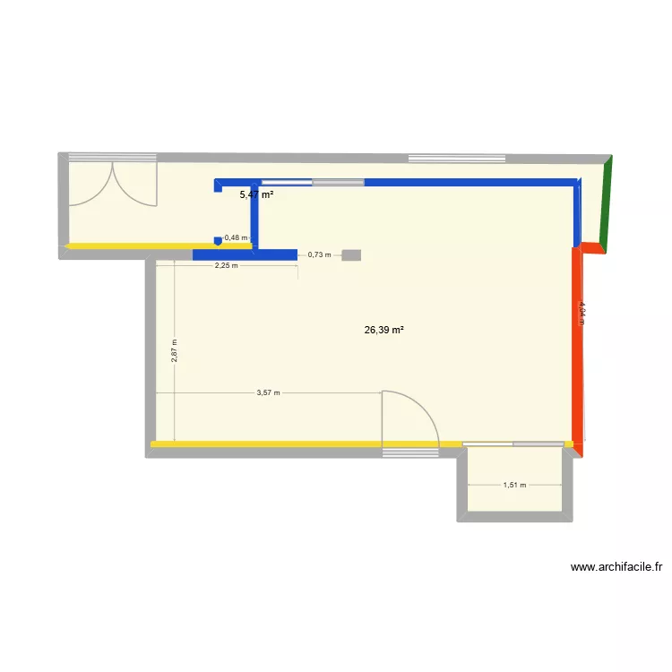 CUISINE Vide CIRODDE - MESURES. Plan de 2  et 32 m²