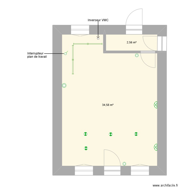 ECLAIRAGE. Plan de 2 pièces et 37 m2