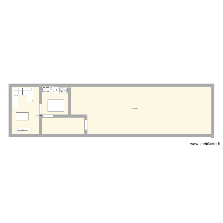 manoa. Plan de 2 pièces et 90 m2