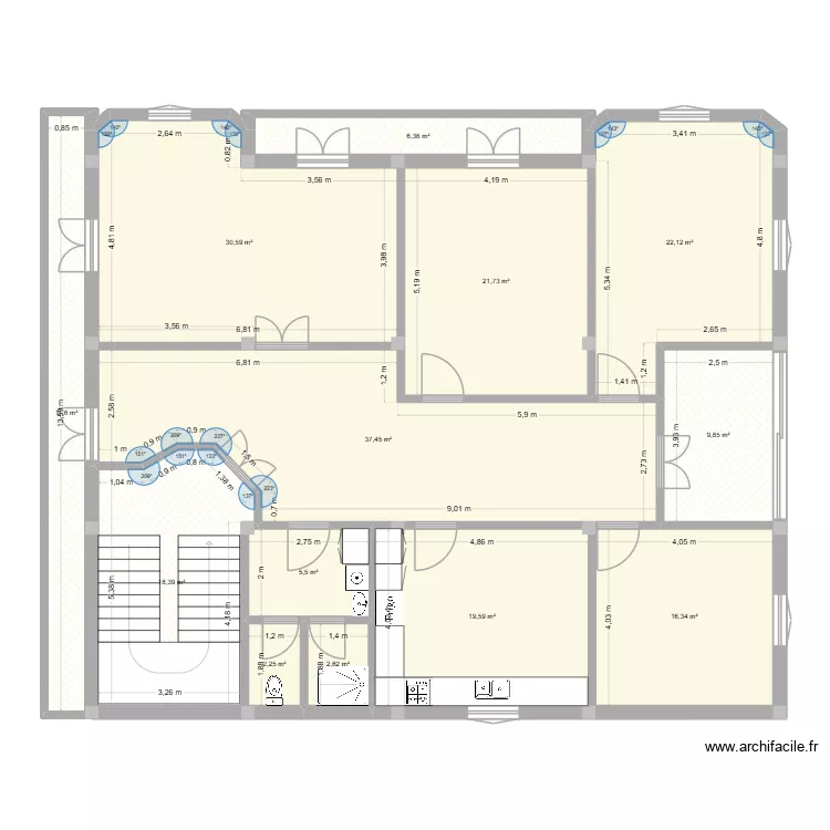 Bouneb. Plan de 13  et 204 m²