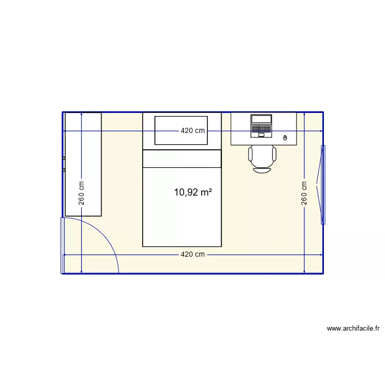 am&eacute;nagement chambre. Plan de 
