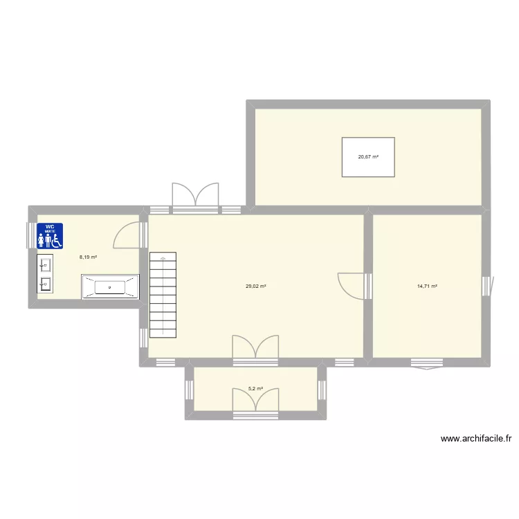 projet. Plan de 5  et 80 m²