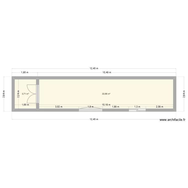 conteneur. Plan de 2  et 27 m²