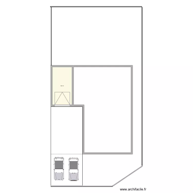 MAISON. Plan de 1  et 19 m²