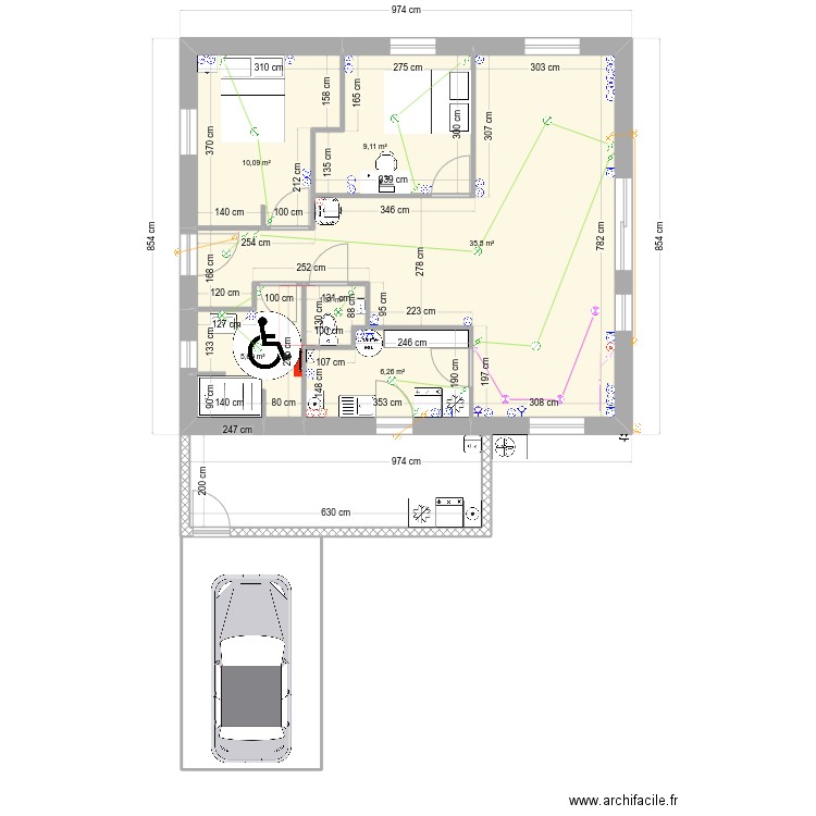 Isa68m.v5. Plan de 6 pièces et 69 m2