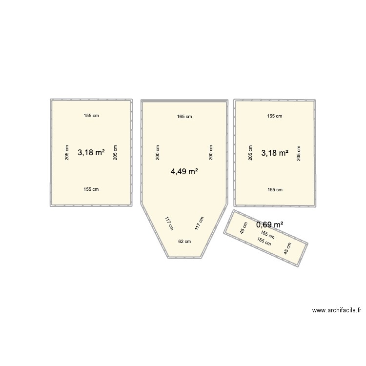 van dimension. Plan de 4 pièces et 12 m2