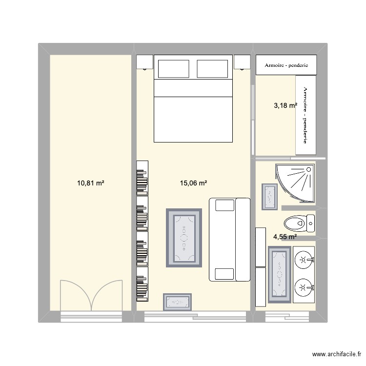 Garage 2. Plan de 4 pièces et 34 m2