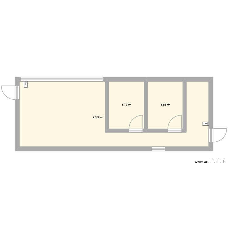 Fromagerie. Plan de 3 pièces et 39 m2