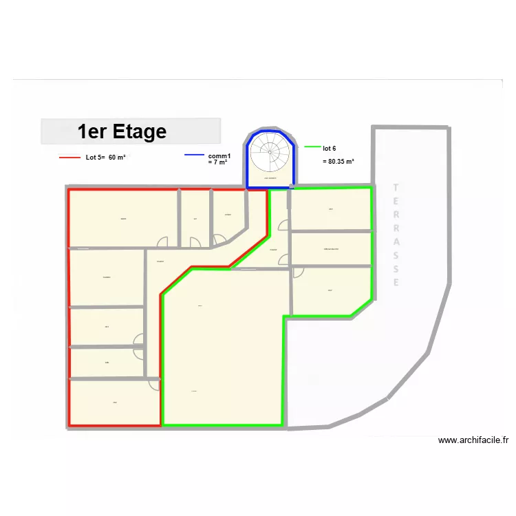 1etage Maison M&eacute;dical. Plan de 14  et 359 m²