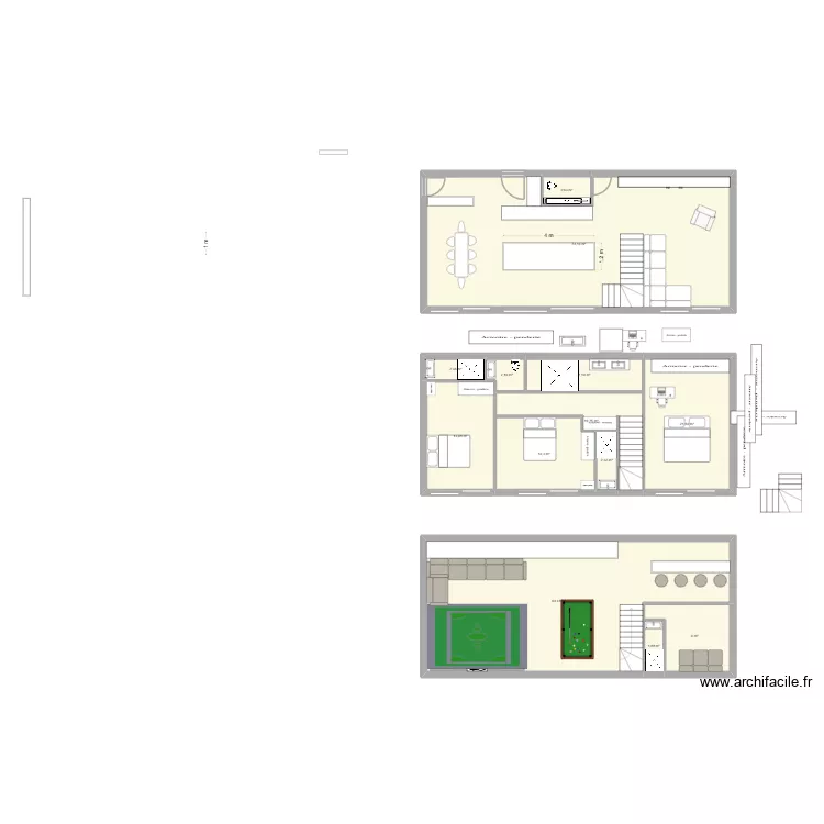 changement sens escalier. Plan de 13  et 225 m²