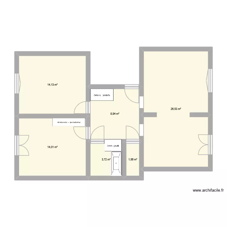 Appart Jeanne de Chantal. Plan de 6  et 69 m²