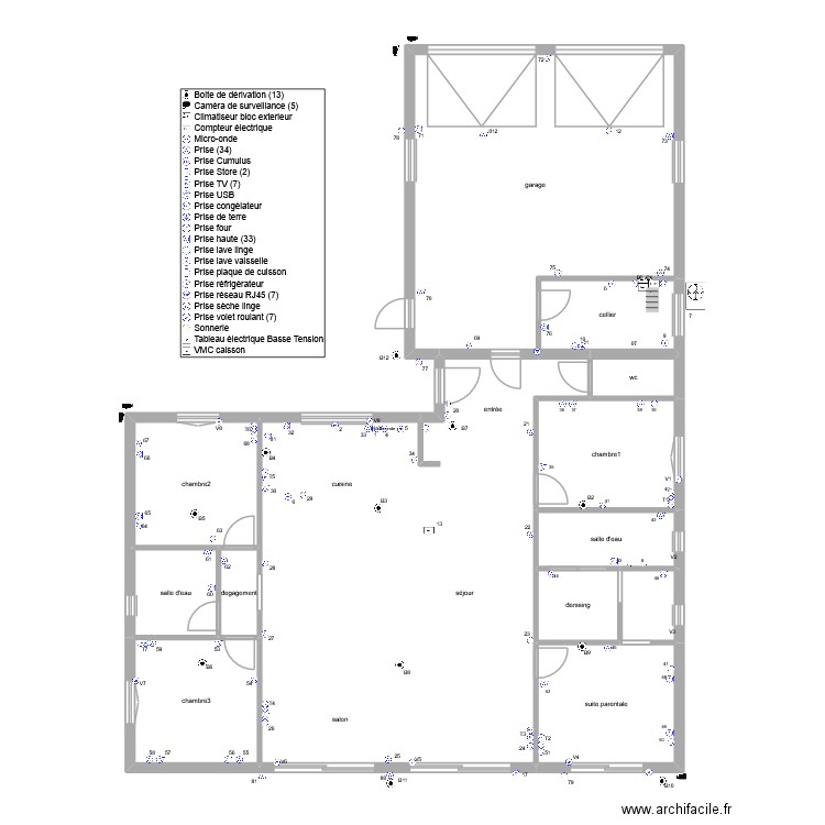gaudel gabin prise de courant. Plan de 13 pièces et 206 m2