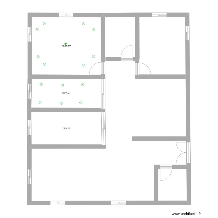 guhgfy gi. Plan de 3 pièces et 38 m2