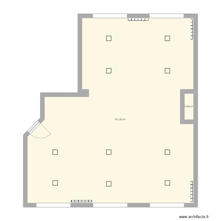 Bureau. Plan de 2 pièces et 103 m2