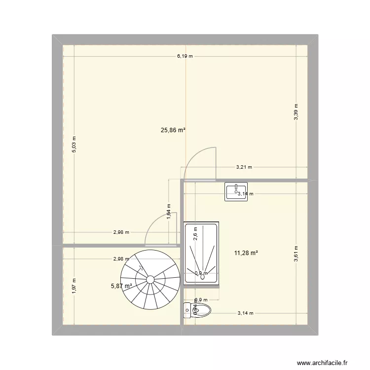 JANAND COMBLES. Plan de 3  et 43 m²