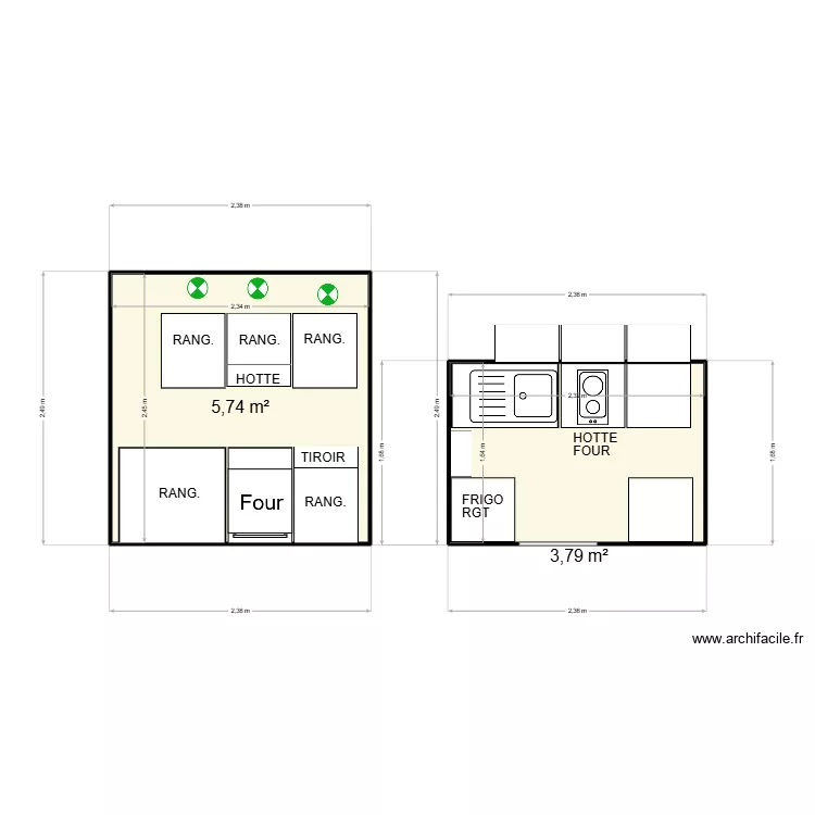 CUISINE CAIRE STUDIO. Plan de 
