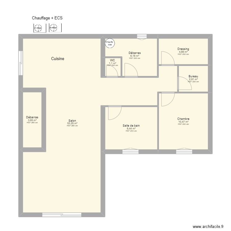 FABRE Frédéric. Plan de 8 pièces et 91 m2
