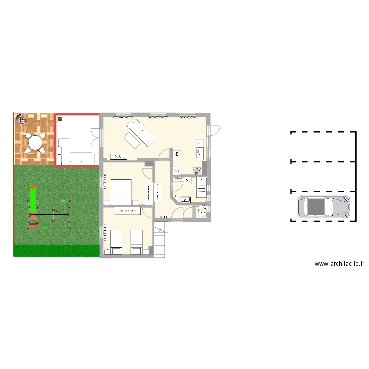 Appart 2. Plan de 5 pièces et 70 m2