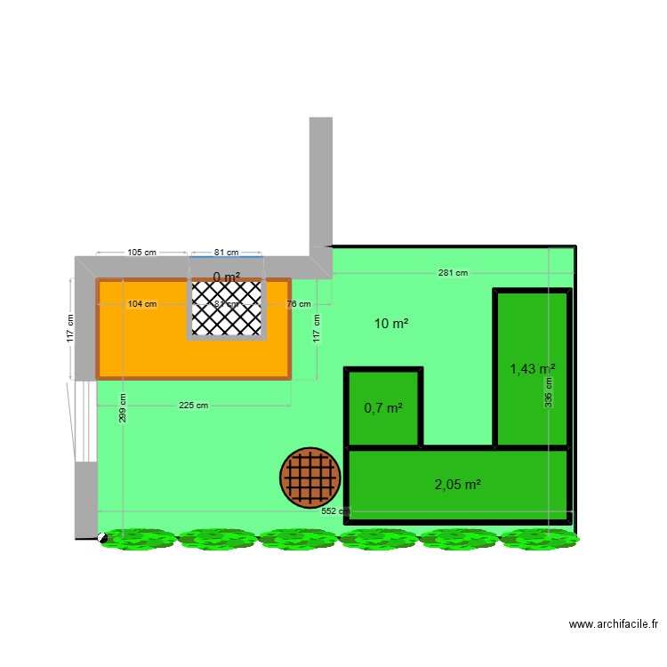 Jardin. Plan de 7 pièces et 21 m2