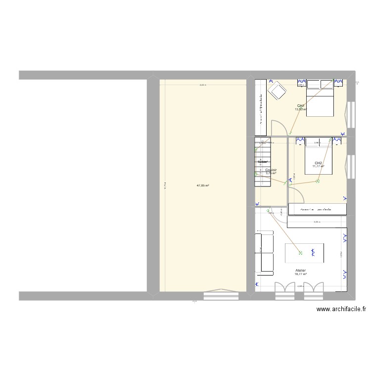 Maison-1. Plan de 14 pièces et 293 m2