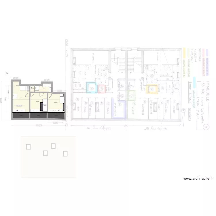 grenier27. Plan de 16  et 142 m²