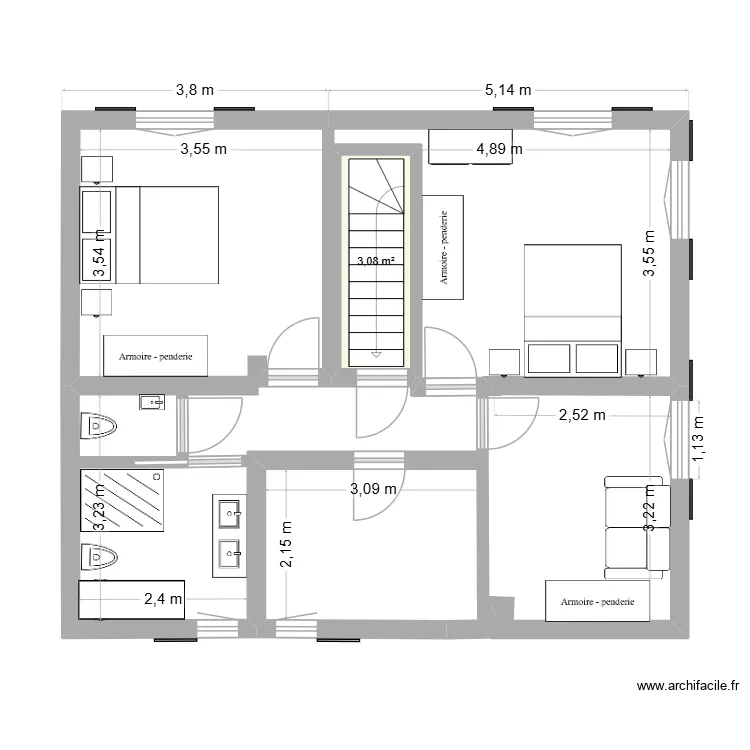 Haut Calcatoggio R&eacute;nov&eacute;. Plan de 1  et 3 m²