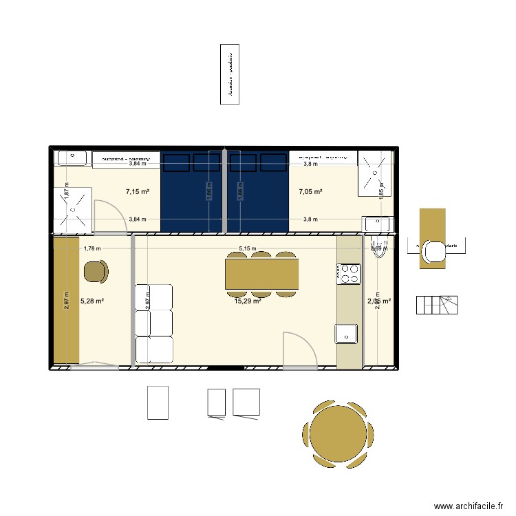 aqueduc 5. Plan de 5 pièces et 37 m2